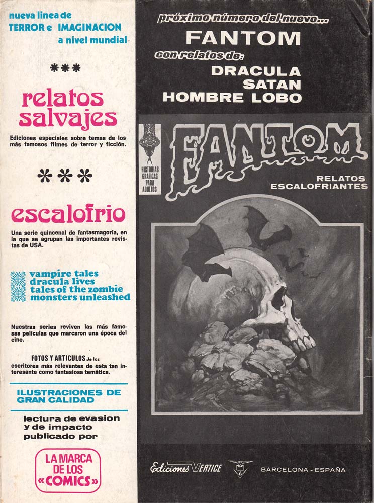 Publicidad del “nuevo Fantom” con la cabecera antigua y anunciando el Hombre Lobo entre los contenidos