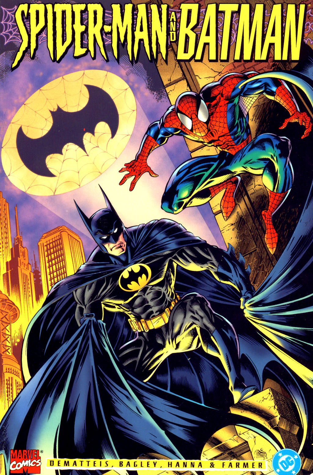 Así nos lo vendían en Vértice: “Super Star, el cómic en cuyos relatos participan héroes tan famosos como Spiderman y Batman.” ¡¡Luego resultó que la araña era de Krypton!! Los dos personajes sí tendrían ocasión de coincidir con posterioridad en un número especial editado por Marvel en 1995, con J.M. DeMatteis y Mark Bagley como equipo creativo. En 1997 le seguiría un segundo one-shot, esta vez presentado por DC, donde DeMatteis repetía como guionista y Graham Nolan le daba réplica en la parcela gráfica.